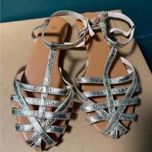 Silver Metallic Strappy Women's Sandals